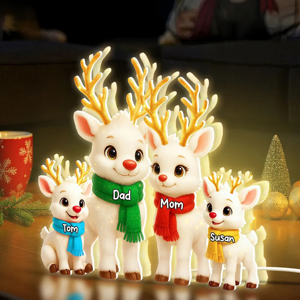 Festive Acrylic Light Box - Cute Reindeer Family, Twinkling Christmas ...