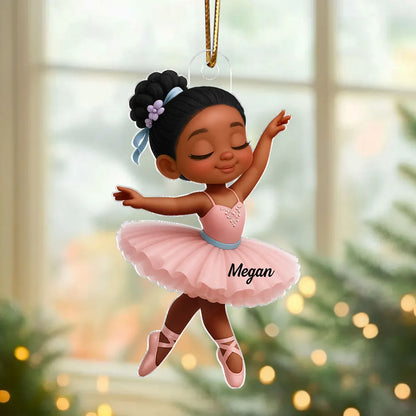 Graceful Ballerina Acrylic Ornament – Soft Pink Dancer Design Adds Festive Charm, A Perfect Gift for Little Girls