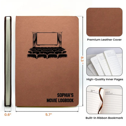 Leather Journal for Movie Memories, Personalized Cinema Logbook, Creative Gift for Movie & TV Fans