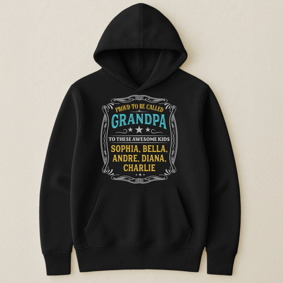 Personalized Classic Tee For Grandpa, Vintage Proud Design, Unique Gift From The Kids