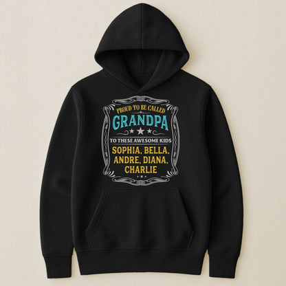 Personalized Classic Tee For Grandpa, Vintage Proud Design, Unique Gift From The Kids