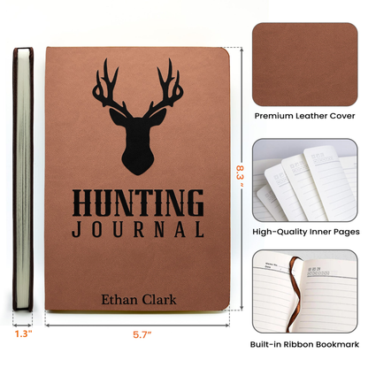 Leather Journal Deer Hunting Journal with Stag & Forest Cover for Hunting Adventures Unique Gift for Husband Dad Grandpa