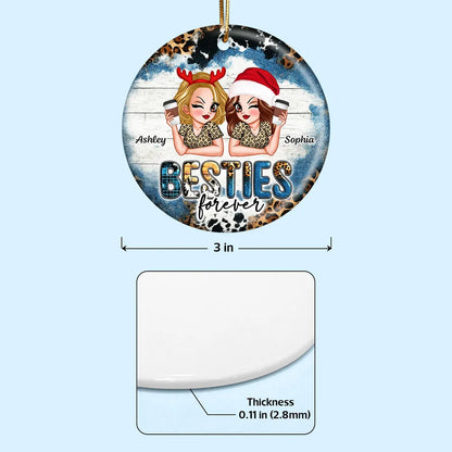 Ceramic Ornament for Best Friends, Custom Illustration Design, Friendship Keepsake, Perfect Gift for Christmas