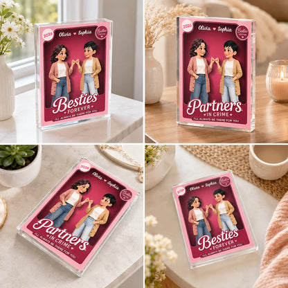 Personalized Rectangle Acrylic Block Plaque, Pink Toy Box Pinky Promise, Unique Gift for Close Friend