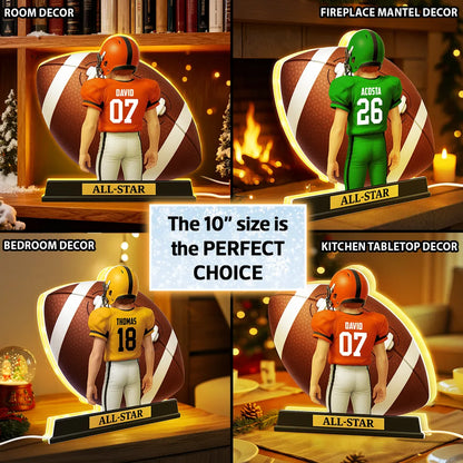 Personalized Acrylic Light Box for Football Player – Custom All-Star Design, Stadium Glow, Unique Gift for Sports Fans