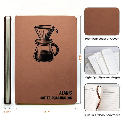 Personalized Coffee-Roasting Leather Journal, Earthy Brewing Keepsake, Creative Gift for a Friend or Dad