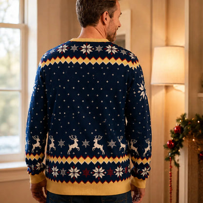 Funny Christmas Printed Sweatshirt, Personalized Reindeer Design, Creative Gift for Him and Shared Laughs