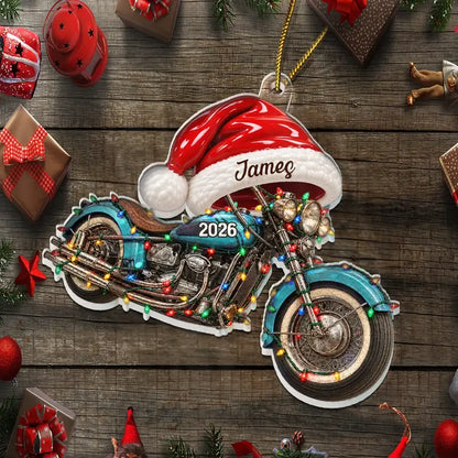 Personalized Acrylic Ornament, Festive Santa Hat Vehicle Keepsake, Creative Christmas Gift for Car & Bike Fans