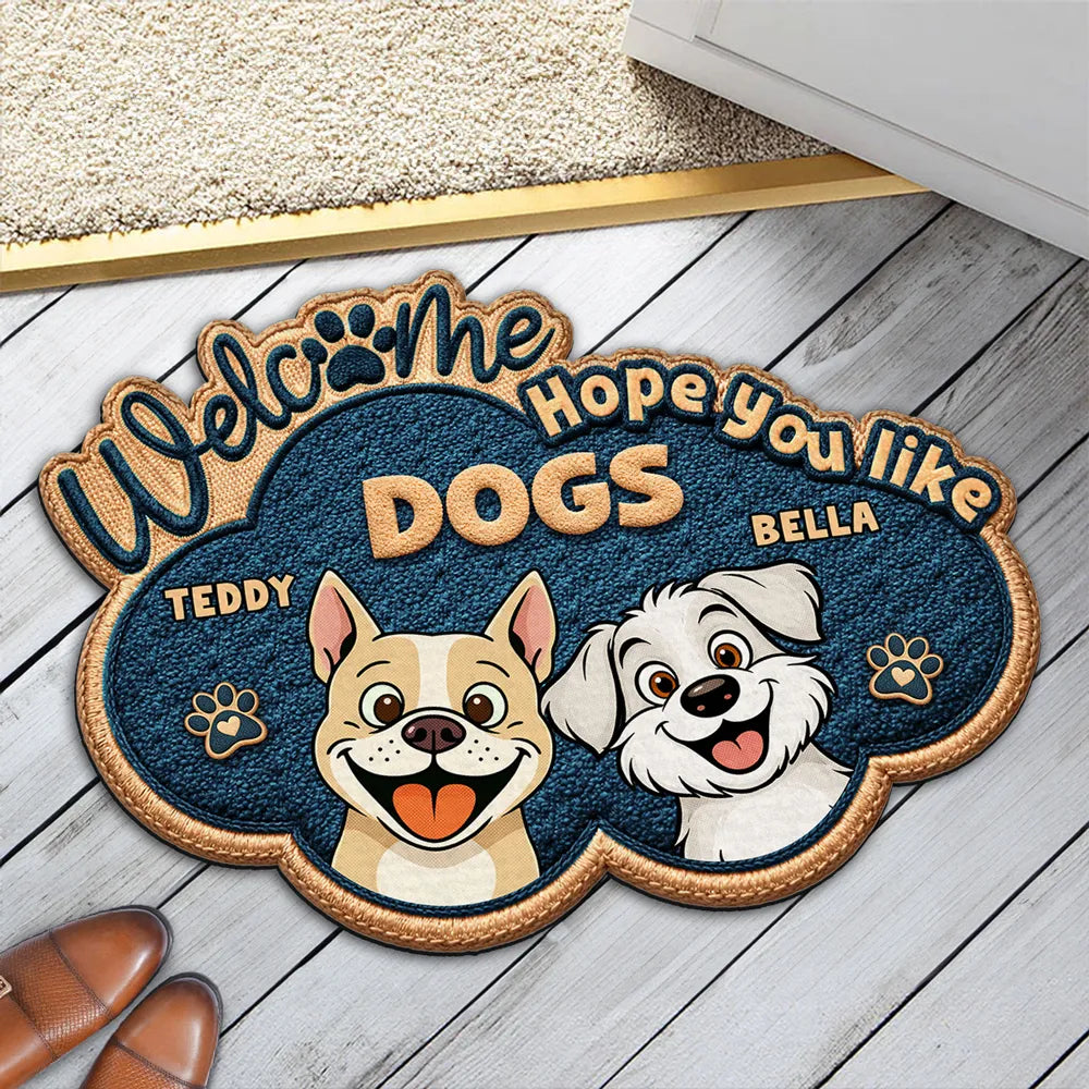 Hope You Like Dogs Personalized Shaped Doormat, Fun Entryway Welcome Gift for Pet Owners
