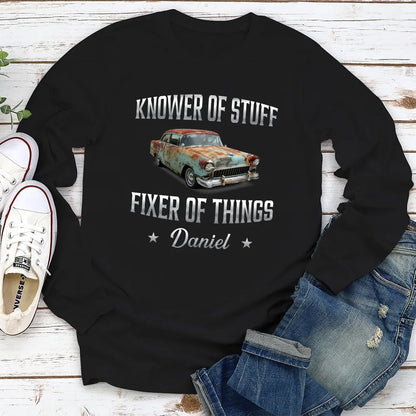 Classic Tee, Fixer of Things Vintage Red Car Custom Design, Creative Gift for Dad or Handyman