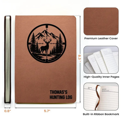 Personalized Leather Journal for Hunting Memories, Rustic Deer Design, Creative Gift for Dad or Husband