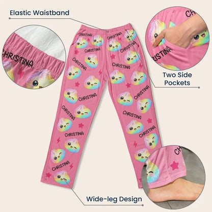 Personalized Printed Lounge Pants, Cute Cartoon Dumplings for Matching Family Wear, Unique Gift