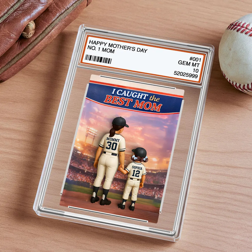 Personalized Baseball Mom Rectangle Acrylic Block Plaque, We Caught the Best Mom Stadium Scene, Unique Mother's Day Gift