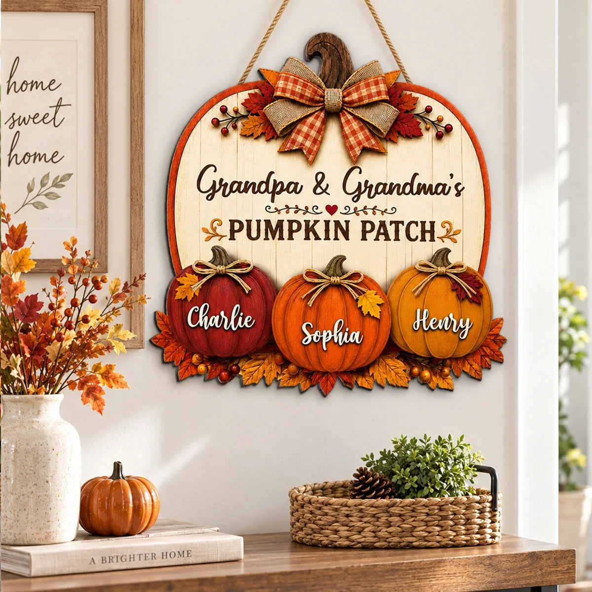 Personalized Wooden Sign, Grandpa & Grandma's Pumpkin Patch, Rustic Fall Porch Decor, Unique Gift for Grandparents