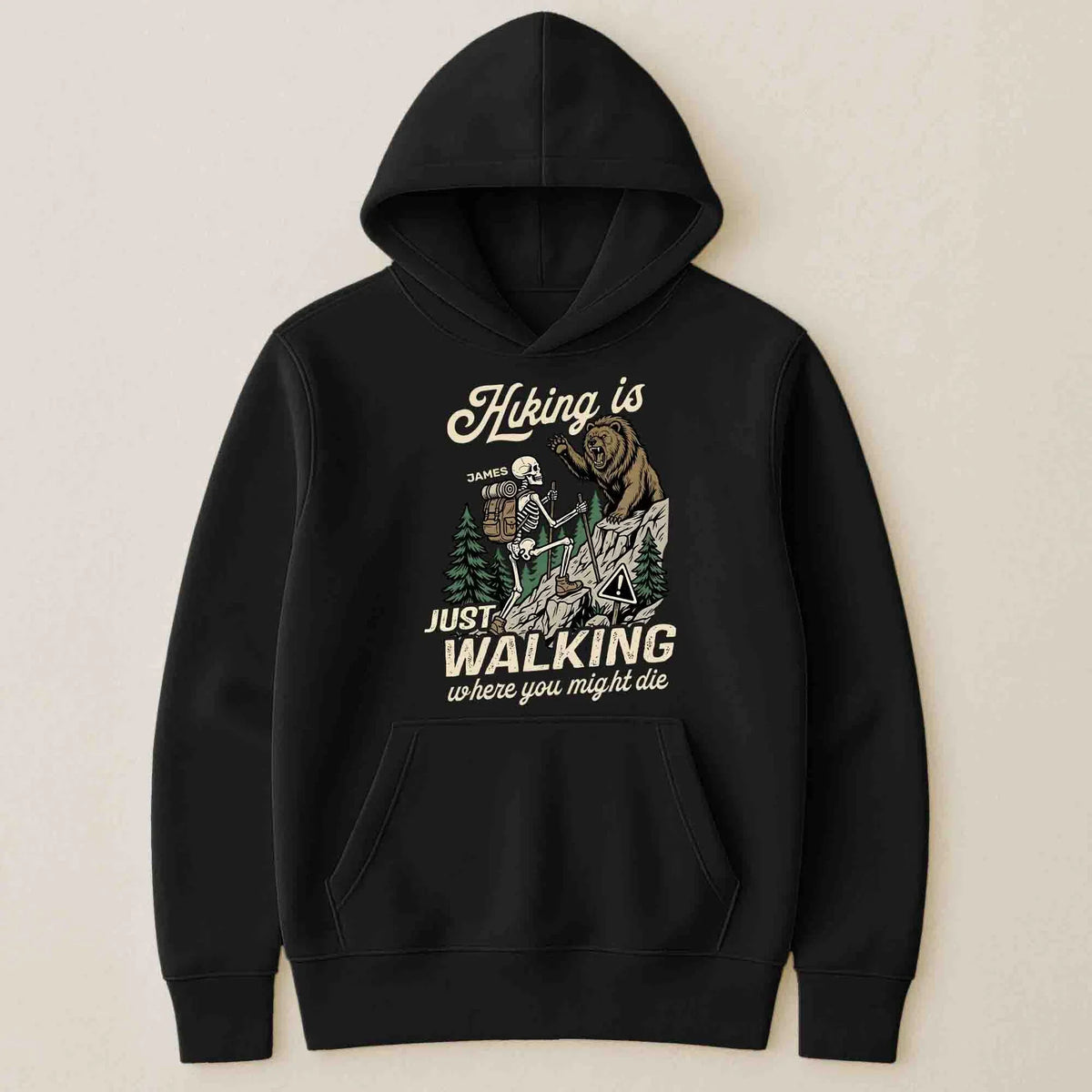 Hiking Is Just Walking Classic Tee, Creative Gift For Hikers With Vintage Bear Forest Art