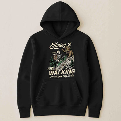 Hiking Is Just Walking Classic Tee, Creative Gift For Hikers With Vintage Bear Forest Art