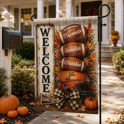 Football Family Garden Flag, Personalized Autumn Yard Decor Celebrating Team Spirit, Creative Gift for Mom & Dad