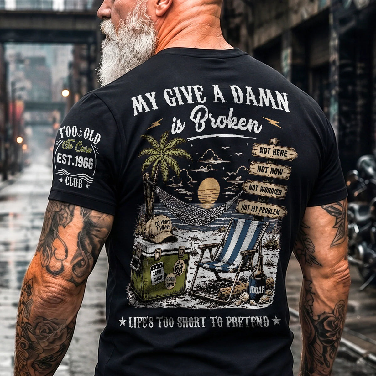 Personalized Dual Print Classic Tee, Too Old To Care Club, Unique Gift For Dad, Husband Or Retiree