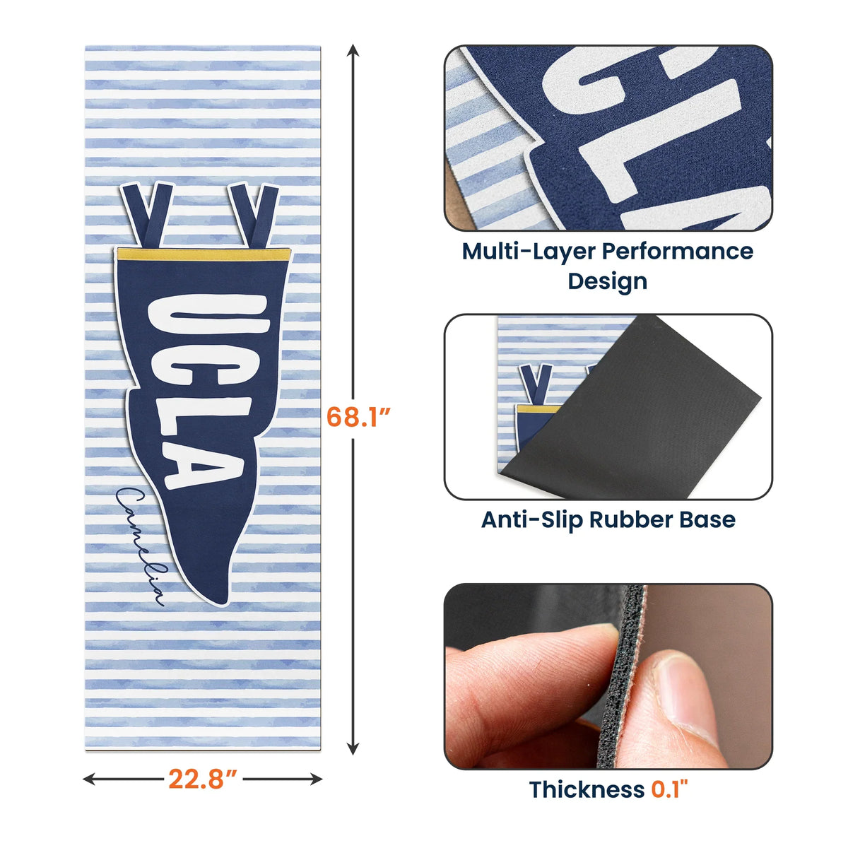 Custom Yoga Mat for School Spirit, Varsity Pennant Style Creative Gift for Students & Alumni