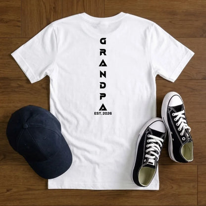 Personalized Dual Print Classic Tee for Dad, Fist Bump Line Art Papa Shirt, Unique Father's Day Gift