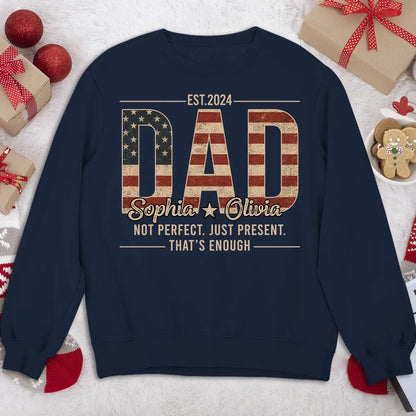 Custom Dad Classic Tee with Heartfelt Quote, Vintage Flag Look, Unique Gift for Father