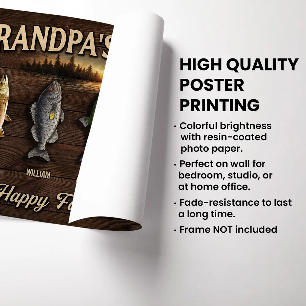 Grandpa's Keepers Poster, Custom Fishing Memory Art, Creative Gift for Grandpa & Dad