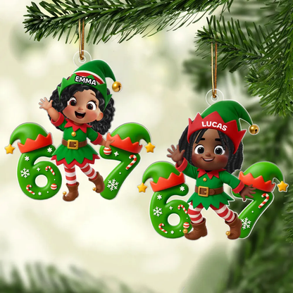 Personalized Christmas Elf Acrylic Ornament for Kids – Cute 6 7 Design, Festive Decor & Unique Holiday Gift