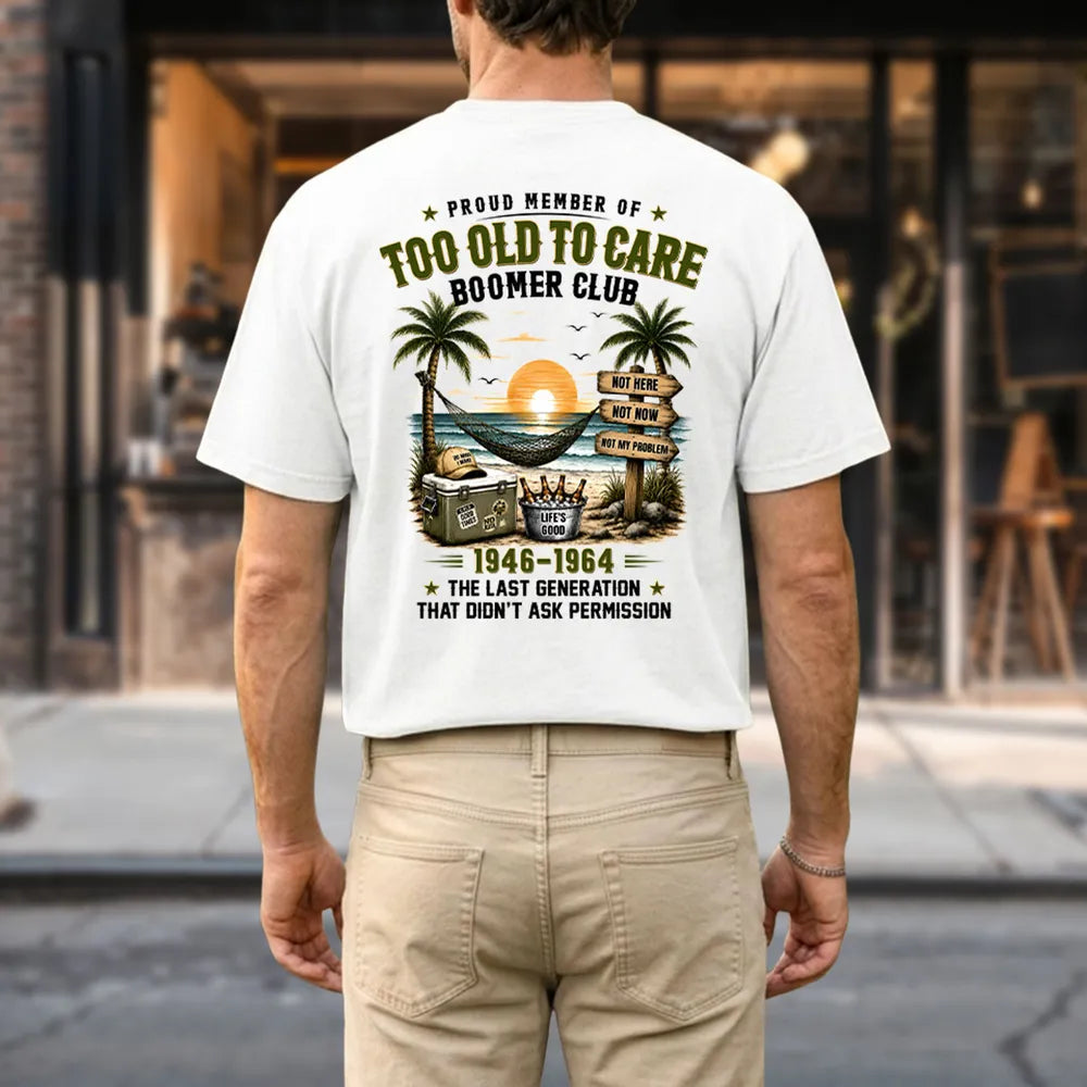 Classic Tee with Beach Boomer Club Artwork, Custom Funny Shirt, Creative Gift for Grandpa