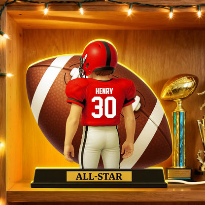 Personalized Acrylic Light Box for Football Player – Custom All-Star Design, Stadium Glow, Unique Gift for Sports Fans