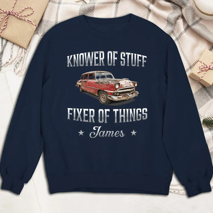 Classic Tee, Fixer of Things Vintage Red Car Custom Design, Creative Gift for Dad or Handyman