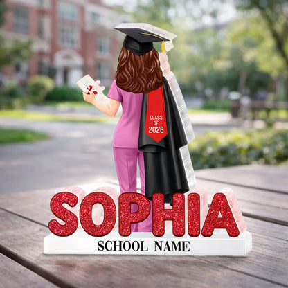 Personalized Shaped Acrylic Block Plaque for Nurse Graduation, Class Design Keepsake, Unique Gift for Her