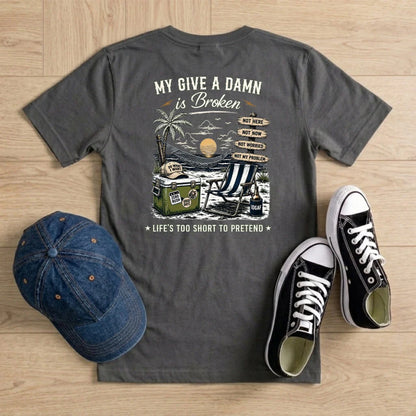 Custom Dual Print Classic Tee, Too Old To Care Club Humor, Creative Gift for Laid Back Men