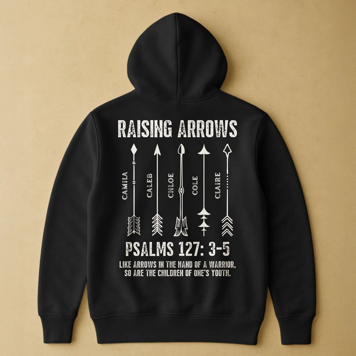 Personalized Raising Arrows Classic Tee, Bible Verse Back Print, Unique Christian Gift for Dad