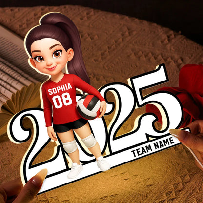 Personalized Volleyball Girl Acrylic Light Box | Custom Team Name, Heartwarming Gift for Graduation or Sports Celebration