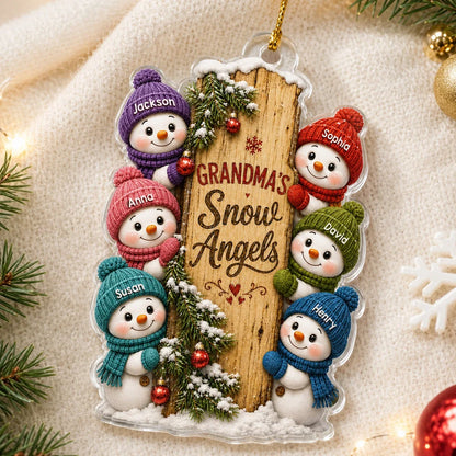 Grandma's Snow Angels Acrylic Ornament, Personalized Family Keepsake for the Christmas Tree, Creative Gift for Grandma