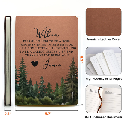 Leather Journal Personalized Appreciation Gift - It Takes A Village Style Thank You Quote for Teacher or Team, Heartwarming Unique Gift