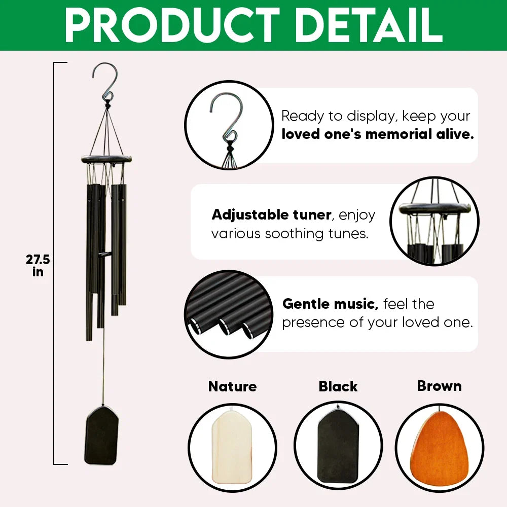 Metal Tube Wind Chime, Personalized Pet Memorial for Garden, Hear the Wind and Think of Me, Creative Gift for Pet Owner