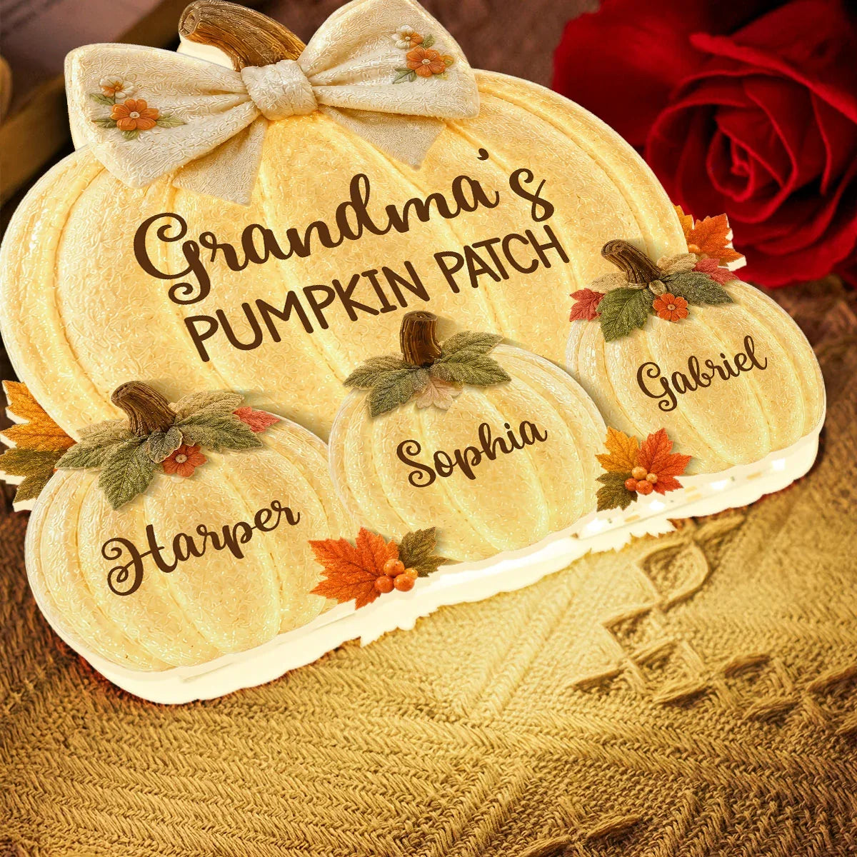 Grandma's Pumpkin Patch Acrylic Light Box, Warm Autumn Keepsake, Creative Personalized Gift for Grandma