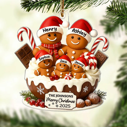 Christmas Gingerbread Family Acrylic Ornament, Personalized Festive Decor with Warm Holiday Vibes, Perfect Gift for Family