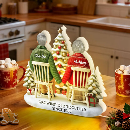 Custom Couple Acrylic Light Box with Cozy Christmas Tree, Soft Bedroom Lamp and Unique Romantic Gift