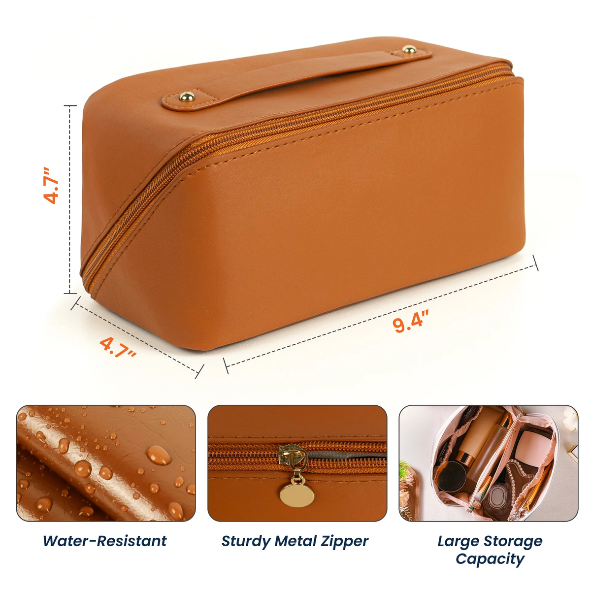 Personalized Leather Makeup Bag for Travel Lovers, Beach Girl Quote Design, Unique Gift for Her