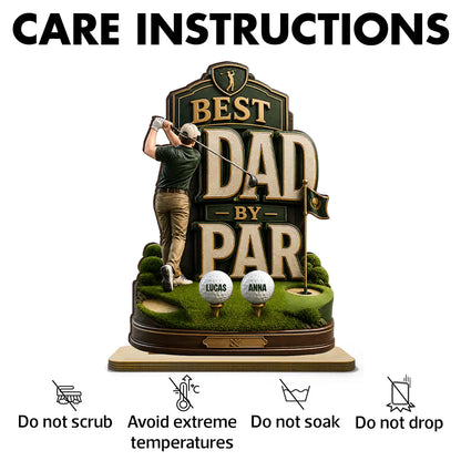 Personalized 2-Layer Wooden Plaque For Golf Dad, Swinging Golfer Unique Father's Day Gift