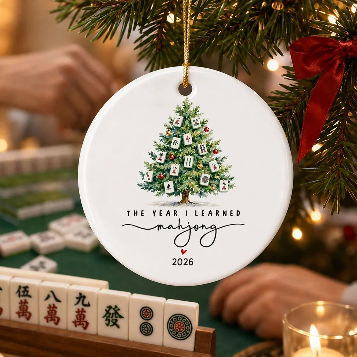 Personalized Ceramic Ornament, The Year I Learned Mahjong Keepsake, Creative Gift for Mahjong Friends