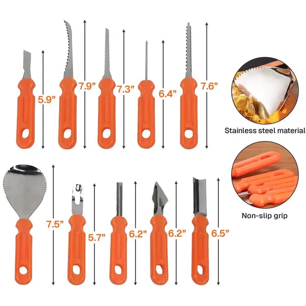 Bright Orange Personalized Pumpkin Carving Kit for Family Carving Nights, Creative Halloween Gift for Kids