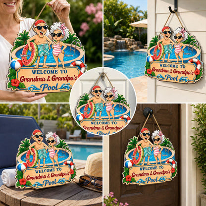 Personalized Wooden Sign, Welcome to Grandma & Grandpa's Pool, Unique Poolside Gift