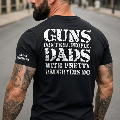 Personalized Dual Print Classic Tee for Dad, Protective Daughter Humor, Unique Creative Gift