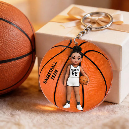 Personalized Basketball Player Acrylic Keychain, Cute Cartoon Sports Charm for Bags or Keys, Unique Gift for Her