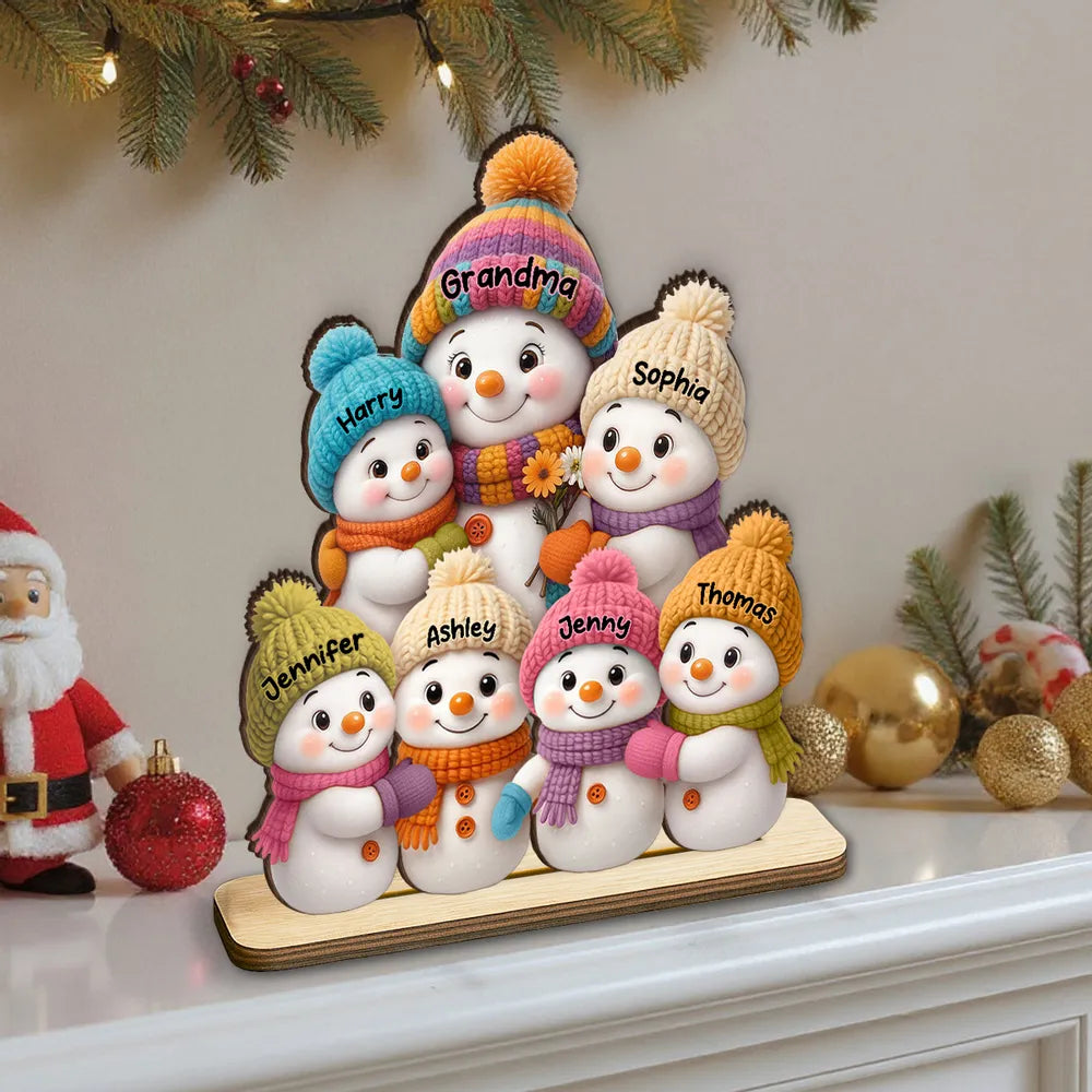 Wooden Snowman Family Décor Plaque for Christmas Gift