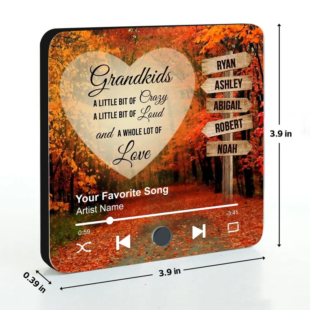 Acrylic Music Magnet with Autumn Forest Design, Grandkids Theme, Clear Print, Perfect Gift for Grandparents