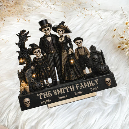 Standing Gothic Skeleton Family 2-Layer Wooden Plaque, Personalized Keepsake, Creative Gift for Family